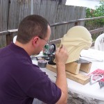 Sculpting cylon head in urethane foam