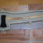 Axe mold before silicone pour