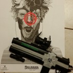 Resin gun from mold based off of Gungrave Brandon Heat Cerebus, with real tactical flashlight and red dot sight.
