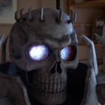 Finished Skull Knight bust LED lighted display