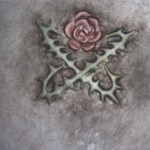 Rose and thorn detail on Skull Knight from Berserk manga  made out of apoxie sculpt.
