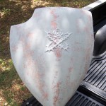 Finished fiberglass and bondo Skull Knight Shield