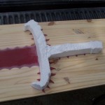 Hilt for Skull Knight Sword from Berserk manga made out of EPS Styrofoam.
