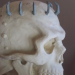 Clay sculpture of Skull Knight helmet right view