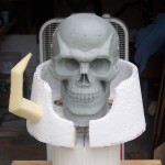 Skull Knight spiked collar work in progress using both EPS foam and urethane foam