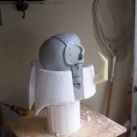 Skull Knight spiked collar work in progress using both EPS foam and urethane foam, rear right view