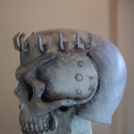 Skull Knight helmet painted side view after dark wash technique