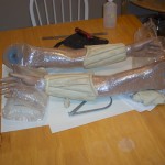 Beginning stage of arms for Skull Knight armor clay sculture