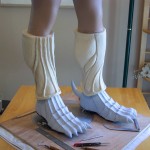 Clay sculpture of Skull Knight lower leg armor