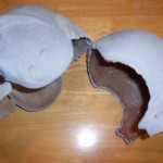 Completed hinged assembly on Skull Knight helmet.