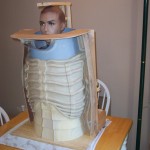 The beginning stage of brush mold of Skull Knight breastplate.  Building the flange wall for the two part brush mold