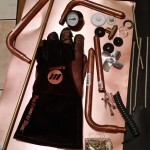 Dyed leather glove with accessories to be added