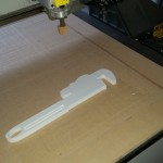 3/4" sintra pipe wrench outline shape cut on CNC router