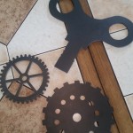 1/4" sintra material for windup mechanism cut from CNC router