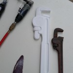 Plastic pipe wrench finished sculpture