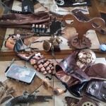 Finished accessories laid out ready for steampunk cosplay