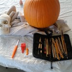 Phase 1 of 3D pumpkin carving, tools used