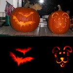 Bats and puppy dog Jack-o-lanterns