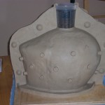 Viper helmet clay stage of case mold