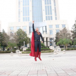 The Man of Steel taking off; photo by Melissa Blyth