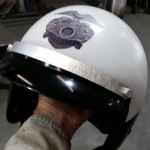 Fourth step, visor detail and adding the LA Police helmet badge vinyl decal
