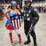 Ms Bombshell Captain America and the T-1000 posing together at MegaCon Orlando 2019; Retro-style Captain America by Ellie Villafane of @missrockersupreme