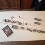 3D printed parts ready for assembly onto 1" PVC pipe to make Rey's quarterstaff From Star Wars TFA