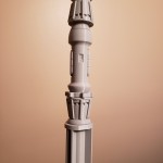 Assembled pre-paint of Rey's 3D printed quarterstaff onto 1" PVC pipe