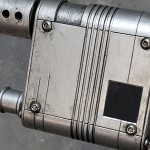 Weathering close-up of Rey's NN-14 blaster, 3D printed