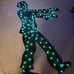 Christmas lights in place of backside of zombie (hot glued)