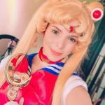 So cute in Sailor Moon threads and hair!